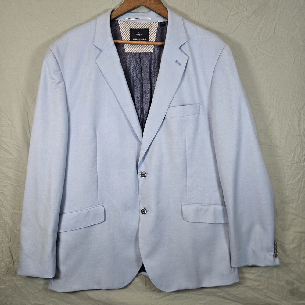 TAILORBYRD Collection Men's Linen Blazer Sport Coat Two Button Blue Size 48R